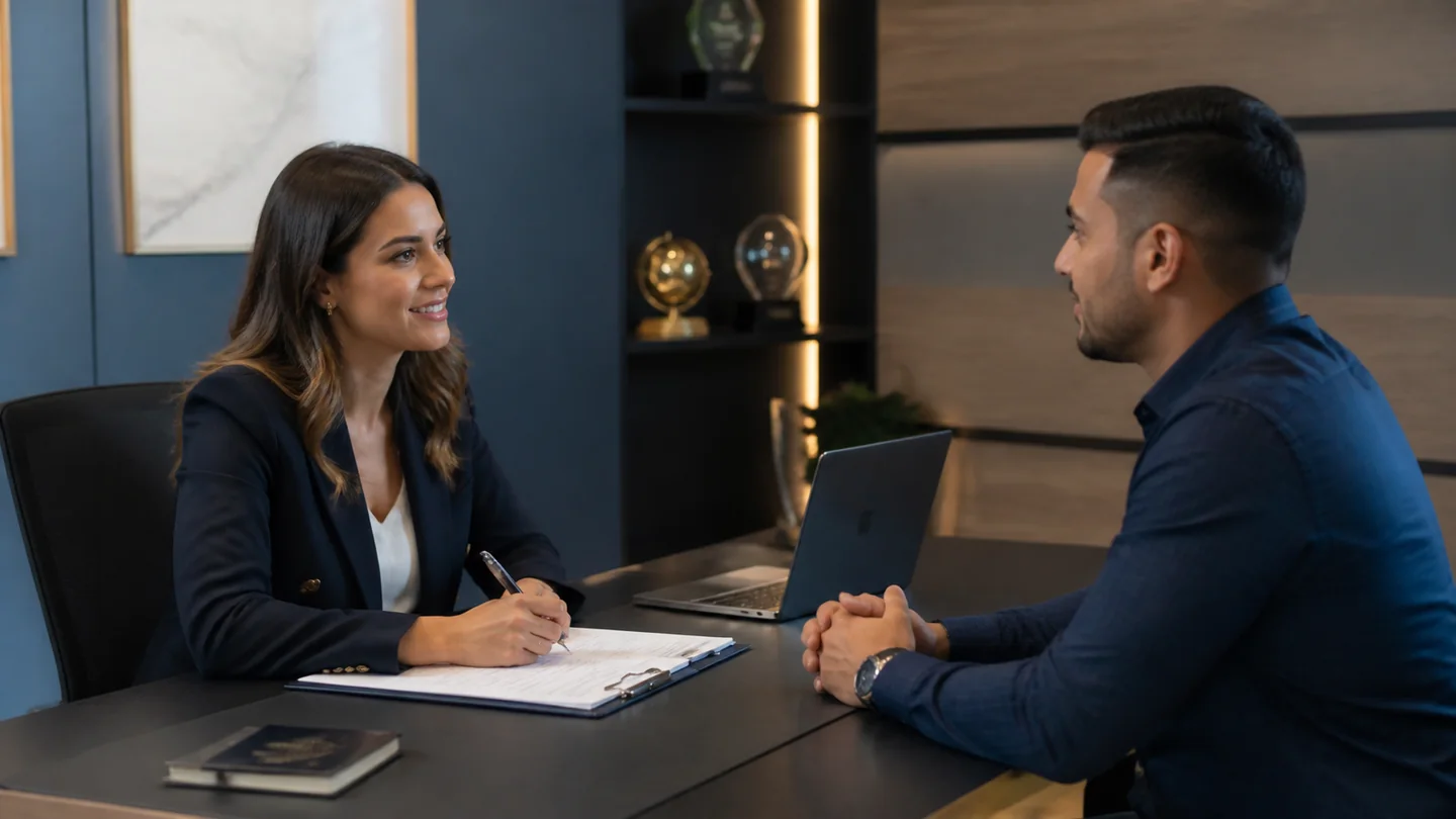 Simulação profissional de uma entrevista de visto